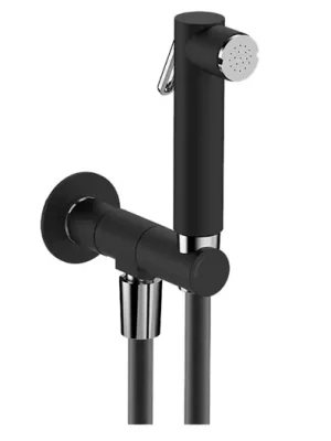 Akce SAPHO Nástěnný ventil s ruční bidetovou sprškou a bezpečnostní pojistkou,kulatý,černá mat