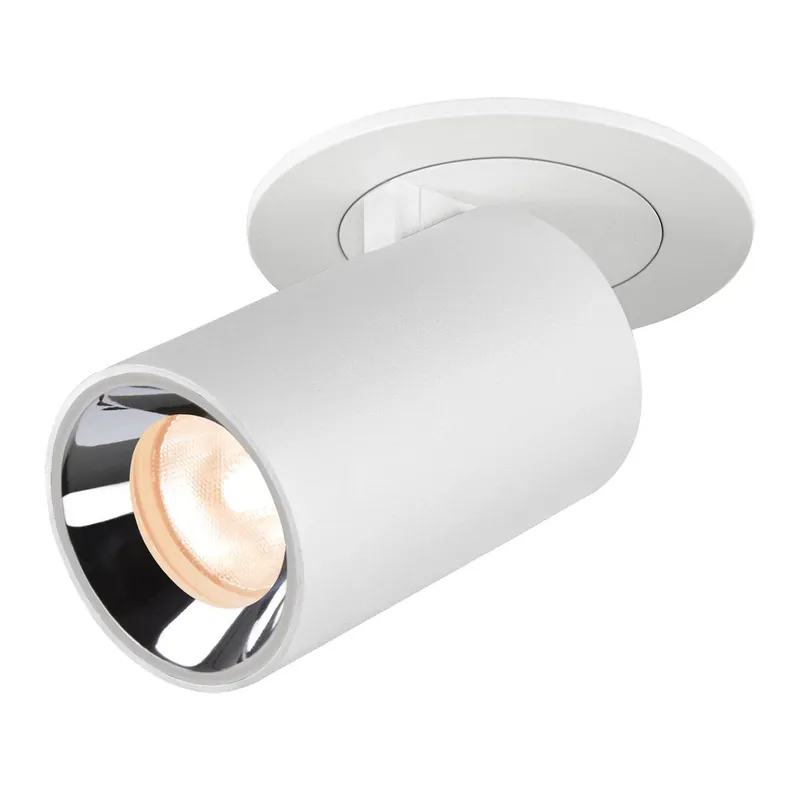 Značkový NUMINOS® PROJECTOR XS stropní zápustné svítidlo, 2700 K, 20°, válcové, bílé/chrom - BIG WHITE (SLV)