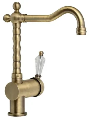 Zlevněný SAPHO KIRKÉ CRYSTAL stojánková dřezová baterie, páčka krystal, bronz