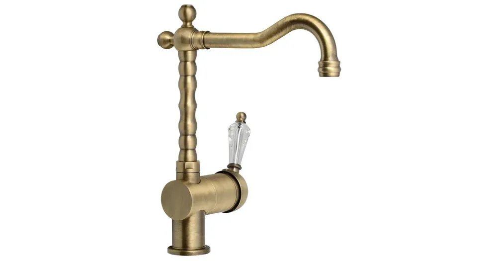 Zlevněný SAPHO KIRKÉ CRYSTAL stojánková dřezová baterie, páčka krystal, bronz