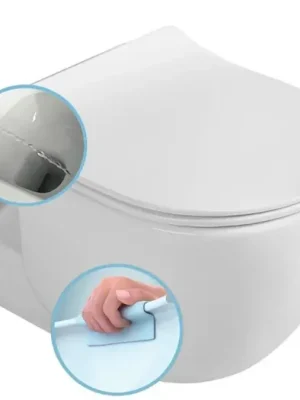 Zlevněný SAPHO BRILLA CLEANWASH závěsná WC mísa s bidetovou sprškou, Rimless, 36,5x53cm, bílá