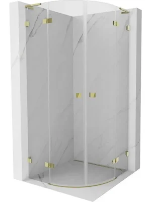 Originální MEXEN/S - Lunar L sprchový kout čtvrtkruh křídlový 90 x 90, transparent, zlato 833L-090L-090P-50-00