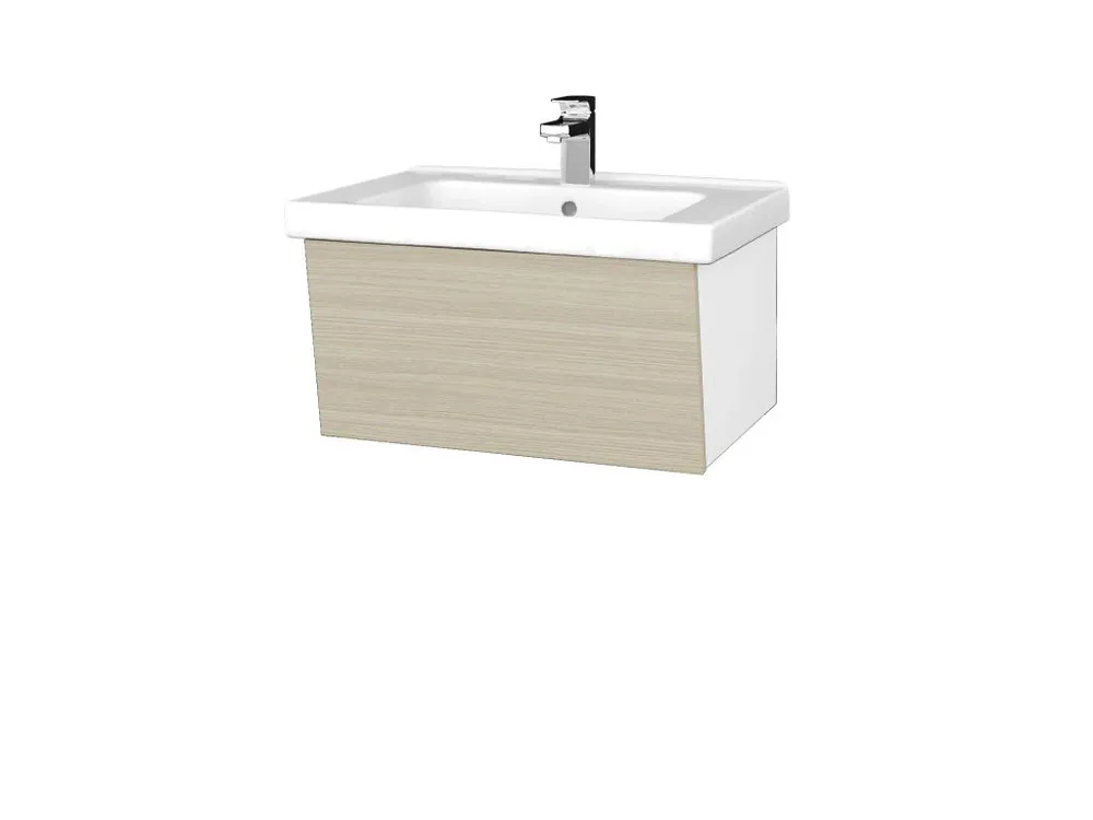 Sleva Koupelnová skříňka INVENCE SZZ 65 (umyvadlo Harmonia) - L01 Bílá vysoký lesk / D04 Dub