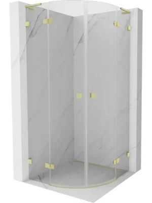 Hit Sezóny MEXEN/S - Lunar L sprchový kout čtvrtkruh křídlový 90 x 90, transparent, zlato kartáčovaná 833L-090L-090P-55-00