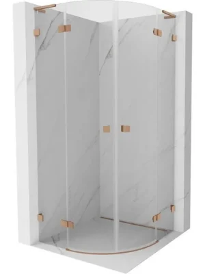 Nejlepší Volba MEXEN/S - Lunar L sprchový kout čtvrtkruh křídlový 90 x 90, transparent, měď kartáčovaná 833L-090L-090P-65-00