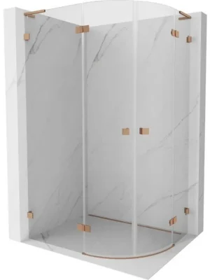 Sezónní Sleva MEXEN/S - Lunar L sprchový kout čtvrtkruh křídlový levá 100 x 90, transparent, měď kartáčovaná 833L-100L-090P-65-00