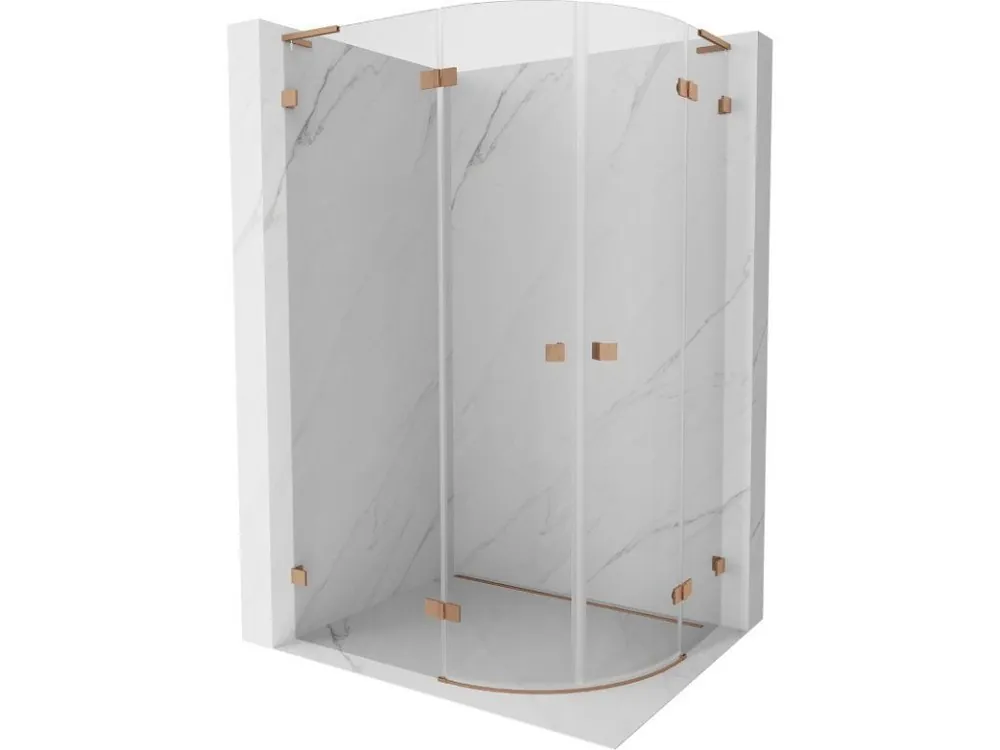 Sezónní Sleva MEXEN/S - Lunar L sprchový kout čtvrtkruh křídlový levá 100 x 90, transparent, měď kartáčovaná 833L-100L-090P-65-00