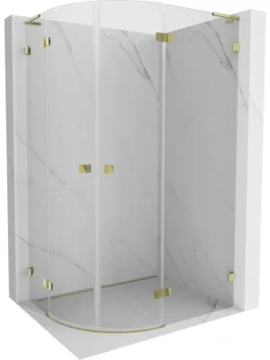 Cenově Výhodný MEXEN/S - Lunar L sprchový kout čtvrtkruh křídlový pravá 100 x 90, transparent, zlato kartáčovaná 833L-100P-090L-55-00