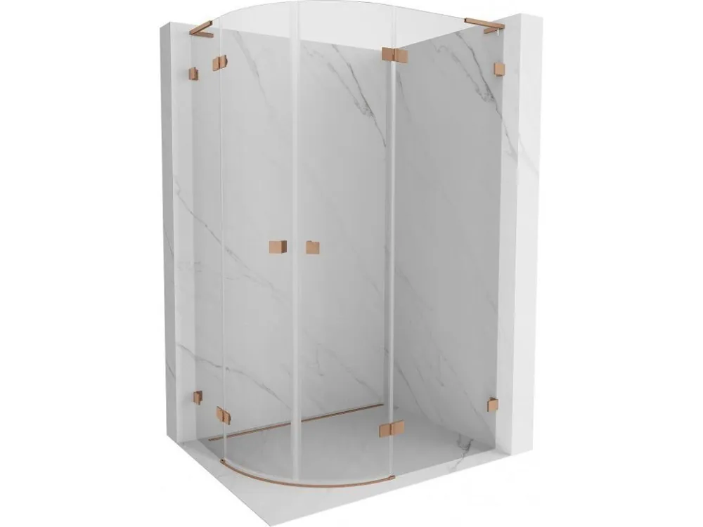 MEXEN/S - Lunar L sprchový kout čtvrtkruh křídlový pravá 100 x 90, transparent, měď kartáčovaná 833L-100P-090L-65-00 Novinka