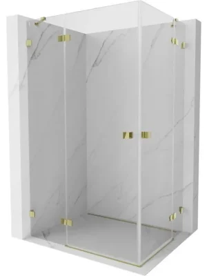 Značkový MEXEN/S - Lunar Duo sprchový kout dveře křídlové 90 x 80, transparent, zlato 834-090L-080P-50-00