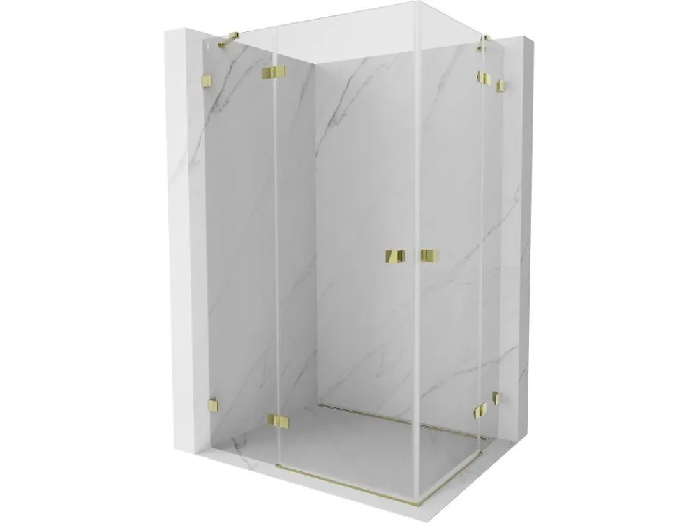 Značkový MEXEN/S - Lunar Duo sprchový kout dveře křídlové 90 x 80, transparent, zlato 834-090L-080P-50-00