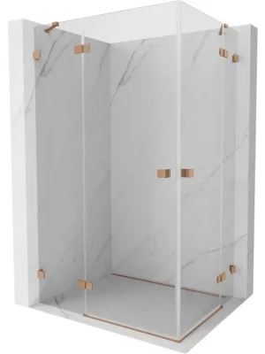 Značkový MEXEN/S - Lunar Duo sprchový kout dveře křídlové 105 x 85, transparent, měď kartáčovaná 834-105L-085P-65-00