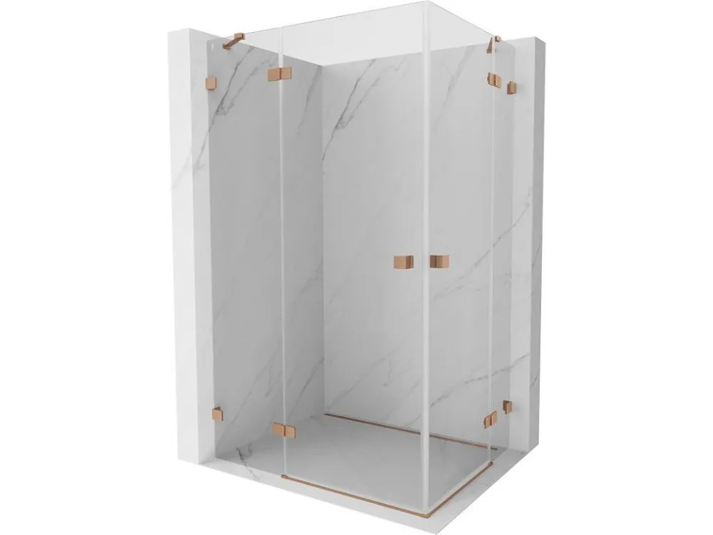 Značkový MEXEN/S - Lunar Duo sprchový kout dveře křídlové 105 x 85, transparent, měď kartáčovaná 834-105L-085P-65-00