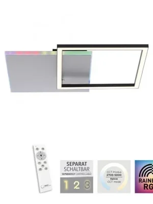 Značkový RENDA LED stropní svítidlo hranaté hliník CCT stmívatelné Rainbow RGB 2700-5000K - LEUCHTEN DIREKT / JUST LIGHT