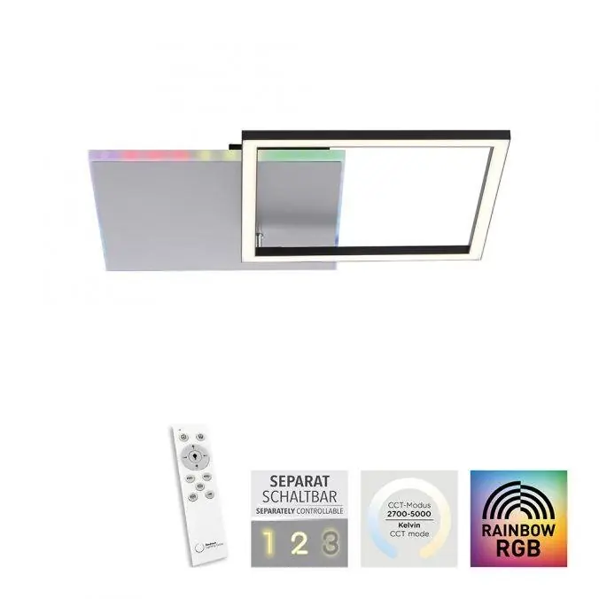 Značkový RENDA LED stropní svítidlo hranaté hliník CCT stmívatelné Rainbow RGB 2700-5000K - LEUCHTEN DIREKT / JUST LIGHT