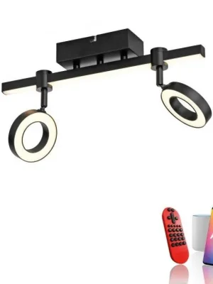 Značkový LED stropní svítidlo černé Smarthome stmívatelné dálkový ovladač s aplikací Tuya RGB/2700-5000K - JUST LIGHT