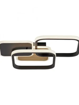 Zlevněný SEVENT LED stropní svítidlo hranaté černá s dekorem dřeva teplá bílá moderní 3000K - LEUCHTEN DIREKT / JUST LIGHT