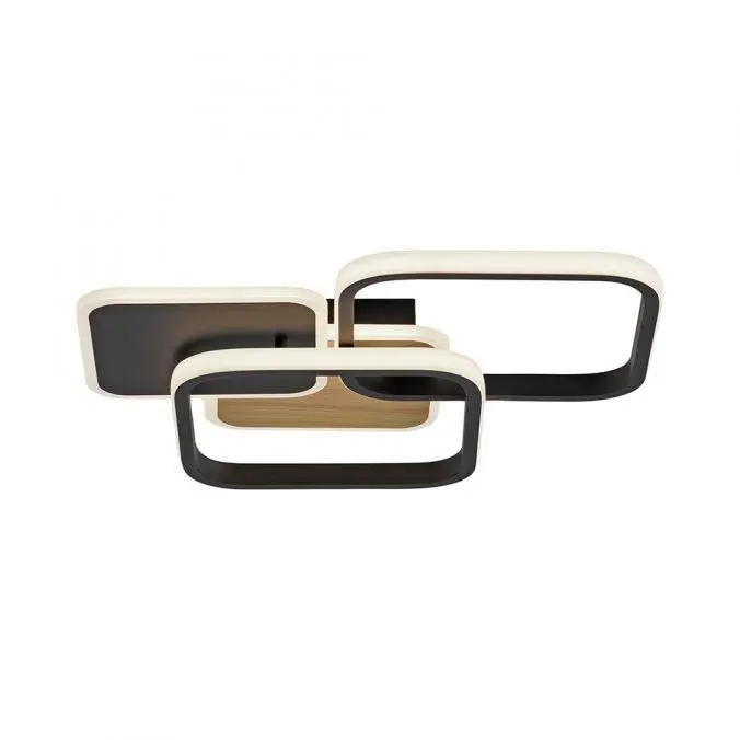 Zlevněný SEVENT LED stropní svítidlo hranaté černá s dekorem dřeva teplá bílá moderní 3000K - LEUCHTEN DIREKT / JUST LIGHT