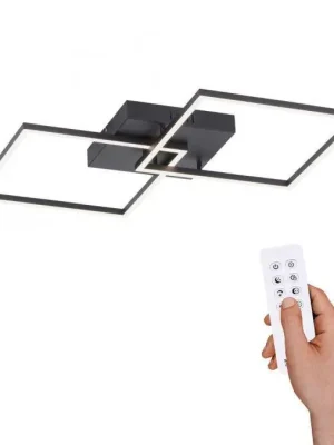Akce IVEN LED stropní svítidlo v černé barvě s nastavitelnou teplotou barvy 2700-5000K a dálkovým ovladačem - LEUCHTEN DIREKT / JUST LIGHT