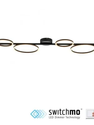 Značkový MINI RITUS LED stropní svítidlo černé světelné kruhy krokově stmívatelné 3000K - JUST LIGHT