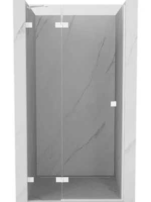 Značkový MEXEN/S - Lunar sprchové dveře křídlové levé 100, transparent, bílá 834-100-000-20-00-L