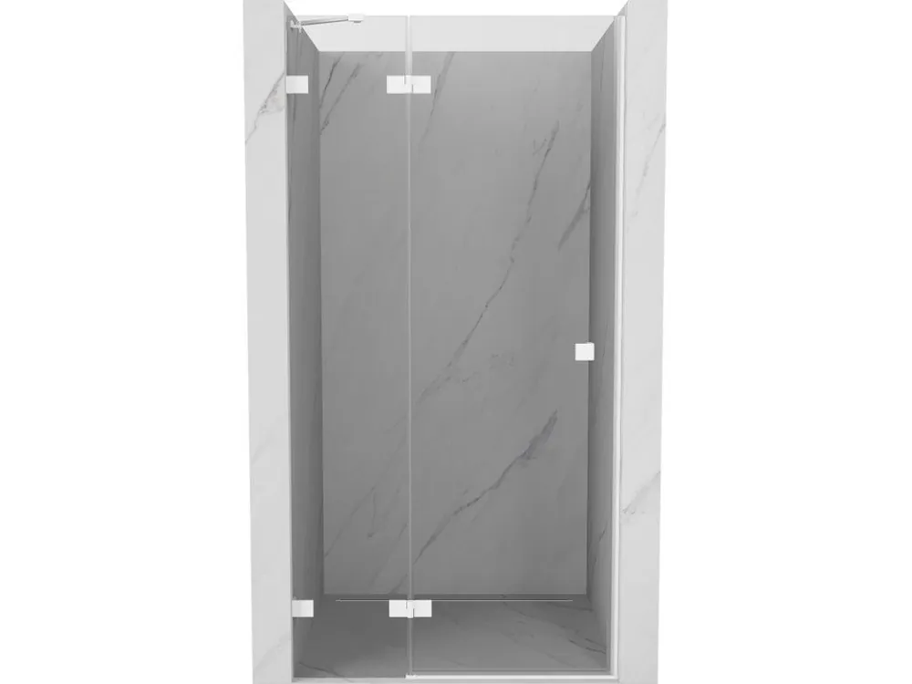 Značkový MEXEN/S - Lunar sprchové dveře křídlové levé 100, transparent, bílá 834-100-000-20-00-L