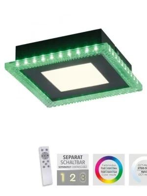 ACRI LED stropní svítidlo černé RGB, CCT stmívatelné s dálkovým ovládáním RGB+2700-5000K - LEUCHTEN DIREKT / JUST LIGHT Sleva
