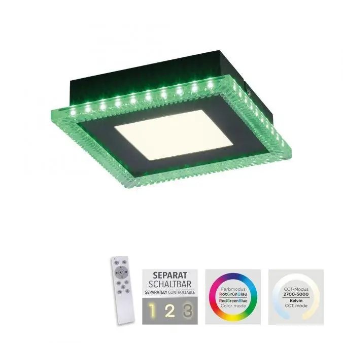 ACRI LED stropní svítidlo černé RGB, CCT stmívatelné s dálkovým ovládáním RGB+2700-5000K - LEUCHTEN DIREKT / JUST LIGHT Sleva