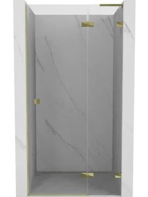Zlevněný MEXEN/S - Lunar L sprchové dveře křídlové pravé 85, transparent, zlatá 834L-085-000-50-00-P