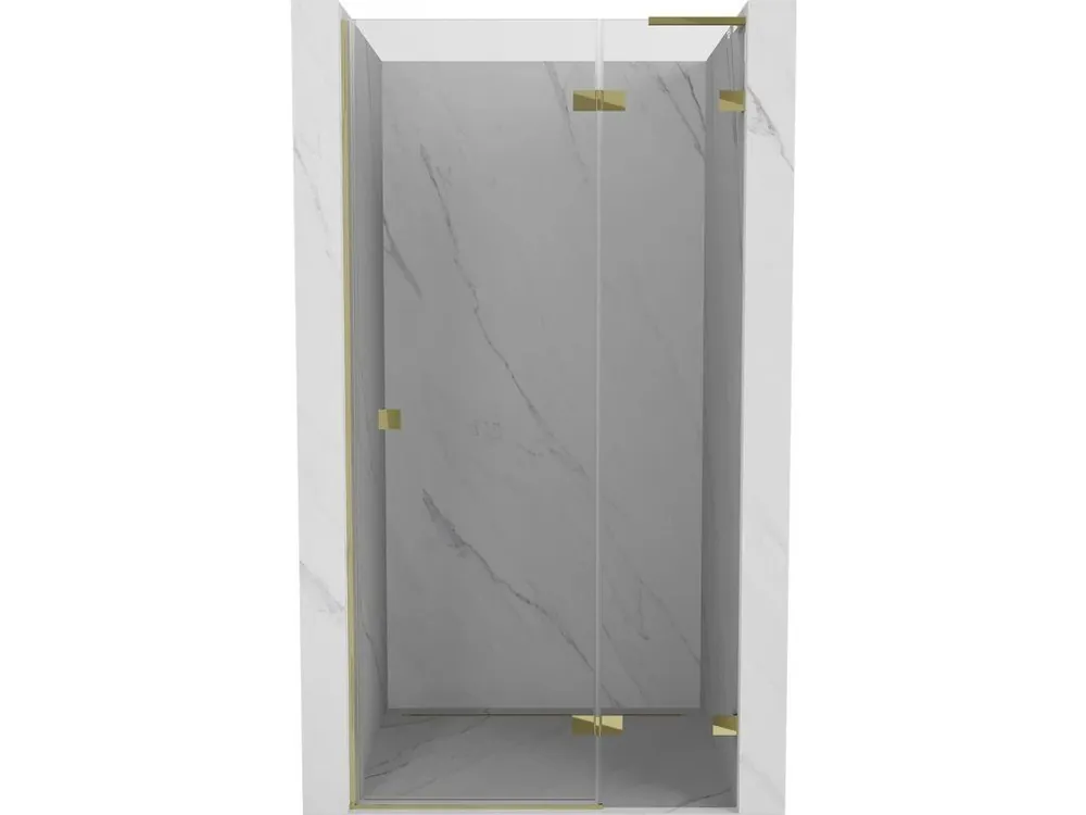 Zlevněný MEXEN/S - Lunar L sprchové dveře křídlové pravé 85, transparent, zlatá 834L-085-000-50-00-P