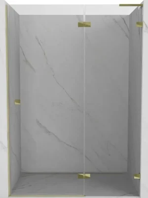 Značkový MEXEN/S - Lunar L sprchové dveře křídlové pravé 130, transparent, zlatá 834L-130-000-50-00-P