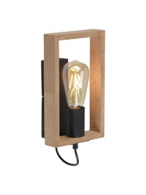 Zlevněný FRANKY LED nástěnné svítidlo, černá, dřevěný rám, kolébkový spínač, kov, 1 ramenné - LEUCHTEN DIREKT / JUST LIGHT