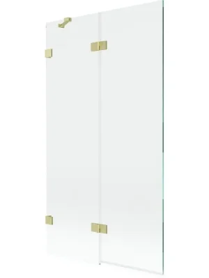 Akce MEXEN/S - Lunar vanová zástěna 2-křídlová levá 100 x 150, transparent, zlatá kartáčovaná 897-100-100-55-00-L