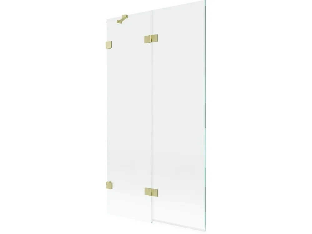 Akce MEXEN/S - Lunar vanová zástěna 2-křídlová levá 100 x 150, transparent, zlatá kartáčovaná 897-100-100-55-00-L