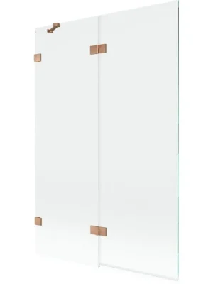 Značkový MEXEN/S - Lunar vanová zástěna 2-křídlová levá 120 x 150, transparent, měď kartáčovaná 897-120-100-65-00-L