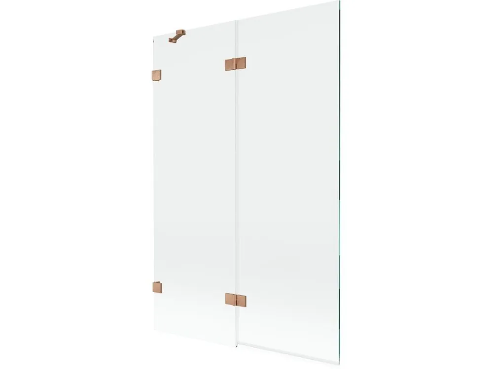 Značkový MEXEN/S - Lunar vanová zástěna 2-křídlová levá 120 x 150, transparent, měď kartáčovaná 897-120-100-65-00-L