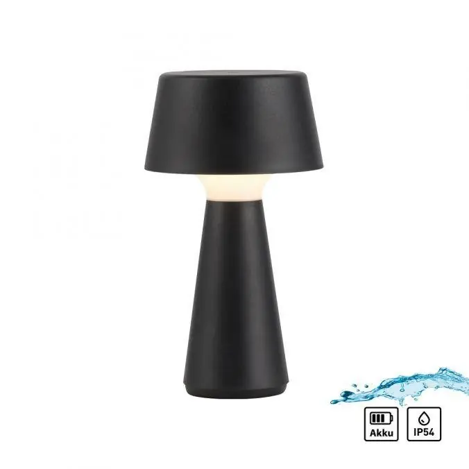ABERA LED stolní lampa na baterie černá dotykový stmívač IP54 USB vnitřní i venkovní použití 3000K - JUST LIGHT Přímo Od Výrobce