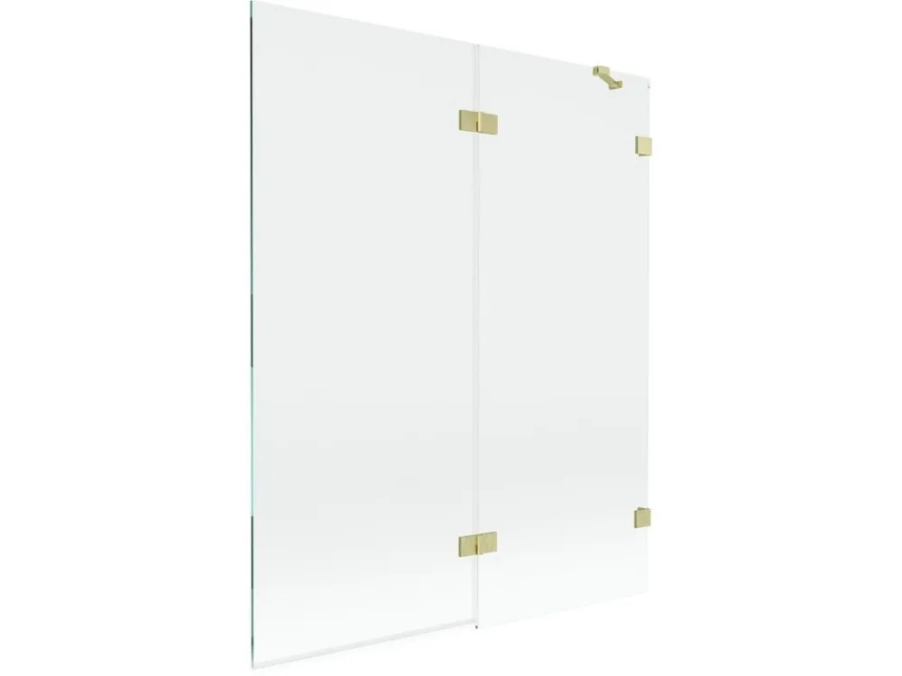 Akce MEXEN/S - Lunar vanová zástěna 2-křídlová pravá 140 x 150, transparent, zlatá kartáčovaná 897-140-100-55-00-P