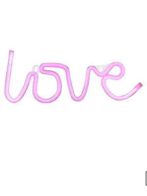 Akce NEON-LOVE LED nástěnné svítidlo LOVE růžové USB, šňůrový vypínač, dekorativní - LEUCHTEN DIREKT / JUST LIGHT