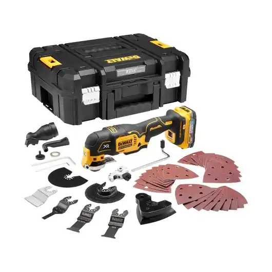 Zlevněný DeWALT DCS356E1T bezuhlíkové oscilační nářadí 18 V XR, 1 X kompaktní baterie POWERSTACK
