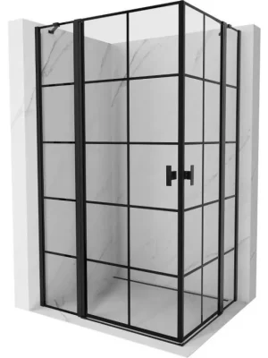 Značkový MEXEN/S - Mist Duo sprchový kout dveře křídlové 105 x 90, černá dekor, černá 8A4-105L-090P-70-77