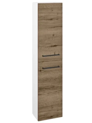 Akce Vysoká skříň DOS SV1D2 35 - N01 Bílá lesk / Úchytka T06 / D21 Tobacco / Pravé