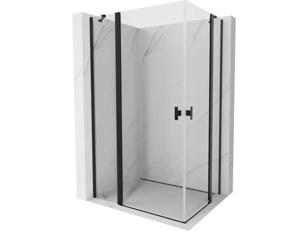Značkový MEXEN/S - Mist Duo sprchový kout dveře křídlové 115 x 110, transparent, černá 8A4-115-110-70-00