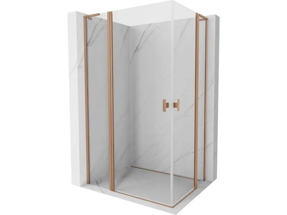 Značkový MEXEN/S - Mist L Duo sprchový kout dveře křídlové 105 x 90, transparent, měď kartáčovaná 8A4L-105-090-65-00