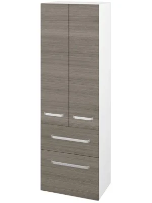 Značkový Vysoká skříň DOS SVD2Z2 50 - N01 Bílá lesk / Úchytka T01 / D03 Cafe