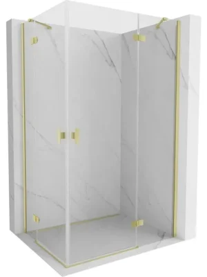 Akce MEXEN/S - Mist H Duo sprchový kout dveře křídlové 110 x 115, transparent, zlato kartáčovaná 8A5-110L-115P-55-00