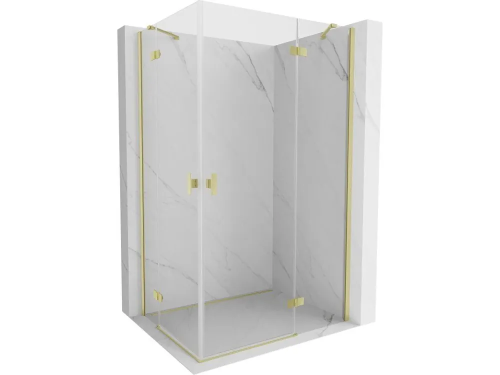 Akce MEXEN/S - Mist H Duo sprchový kout dveře křídlové 110 x 115, transparent, zlato kartáčovaná 8A5-110L-115P-55-00