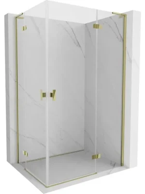 Značkový MEXEN/S - Mist-H L Duo sprchový kout dveře křídlové 80 x 85, transparent, zlato 8A5L-080L-085P-50-00