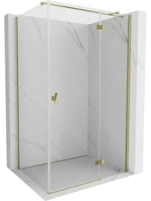 Značkový MEXEN/S - Mist H T sprchový kout dveře křídlové pravá 80 x 75, transparent, zlato 8A5T-080-075-50-00-P