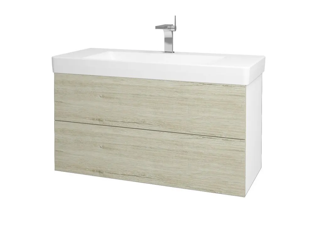 Zlevněný Koupelnová skříňka VARIANTE SZZ2 105 pro umyvadlo Laufen Pro S - N01 Bílá lesk / D05 Oregon